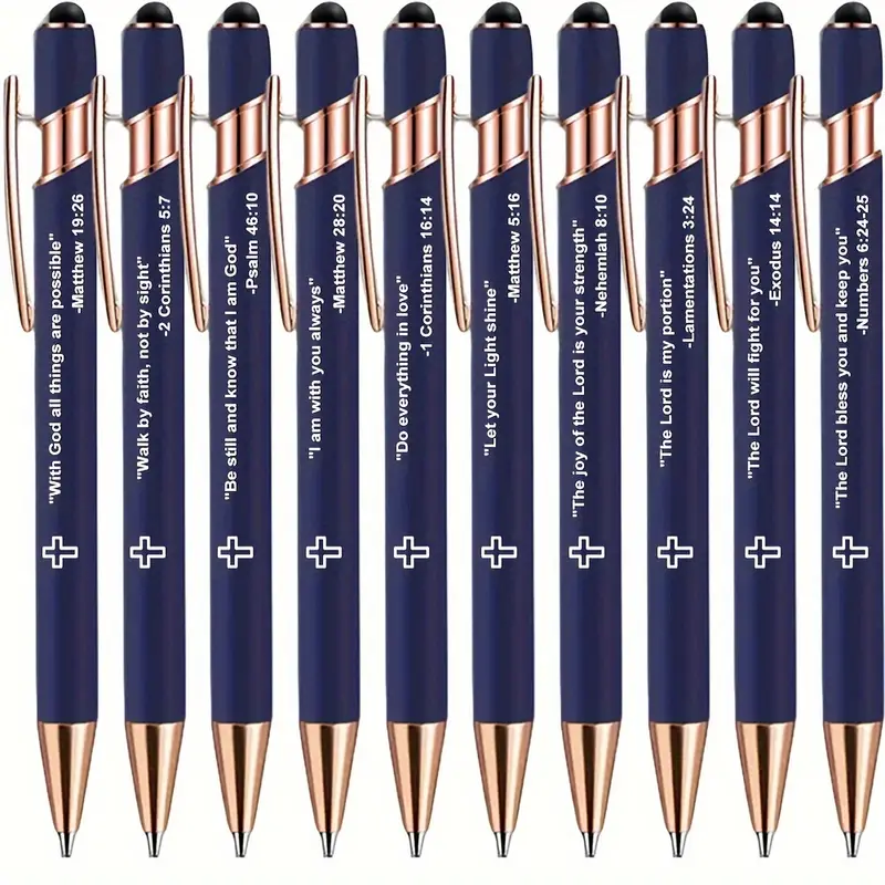 Ideal Stationery & Office Supply - 10pcs inspirational Bible pens with cross