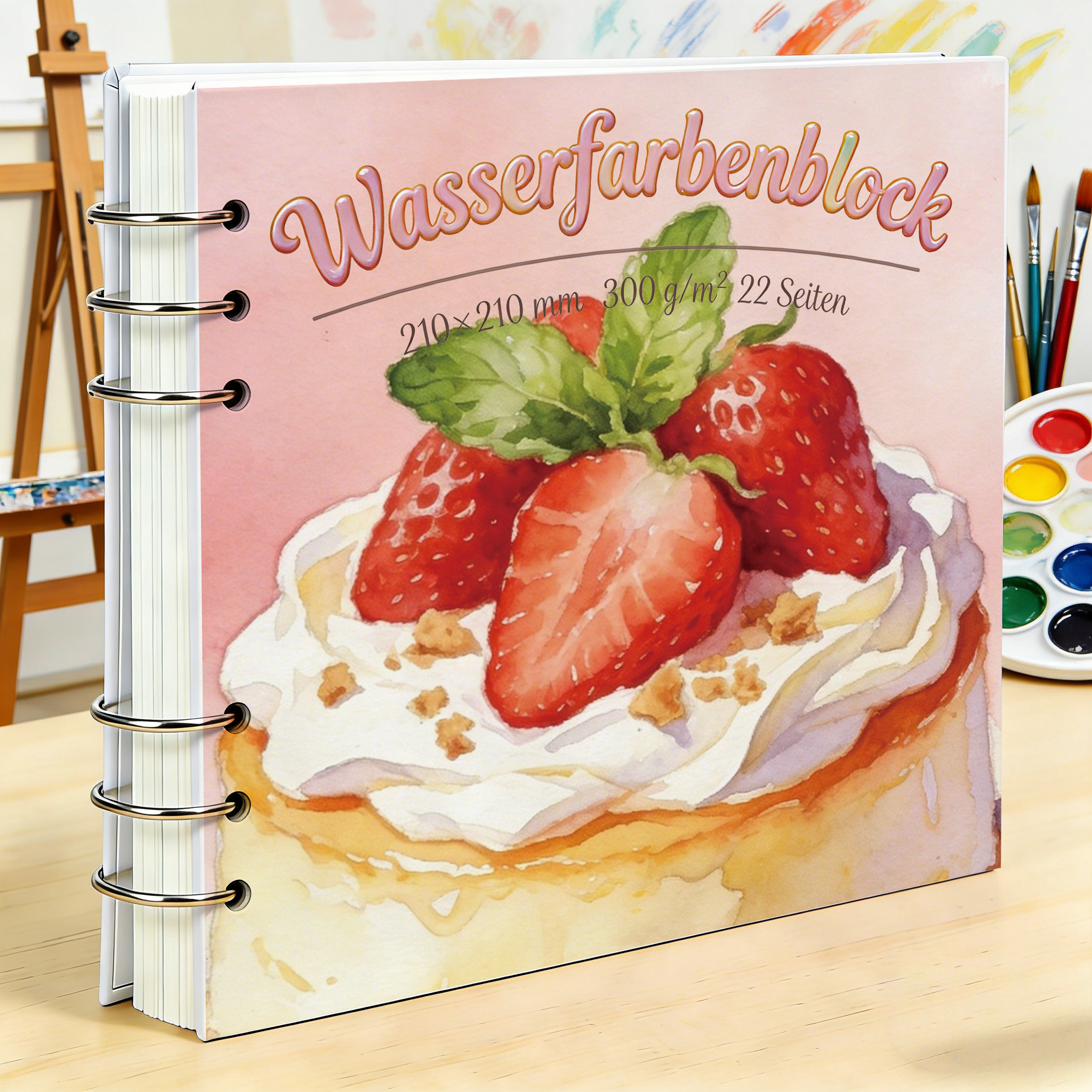 Art Sketchbook Ring - Premium Watercolor Sketchbook, 210x210mm, 300GSM Rough