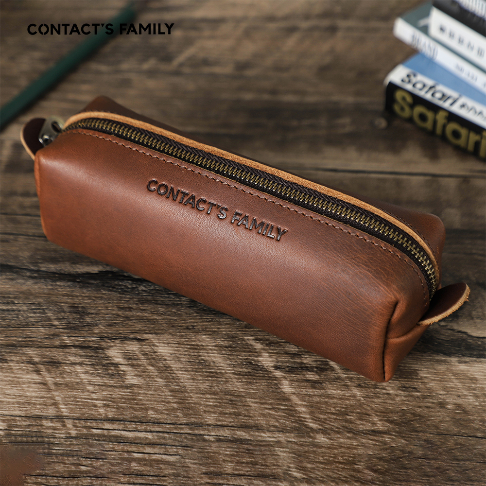 Office Stationery Supply Business - Retro Leather Pencil Case High Capacity