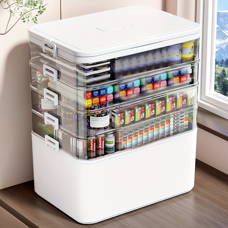 Stationery Supply - Multifunctional Multi-Layer Storage Box with Handle,