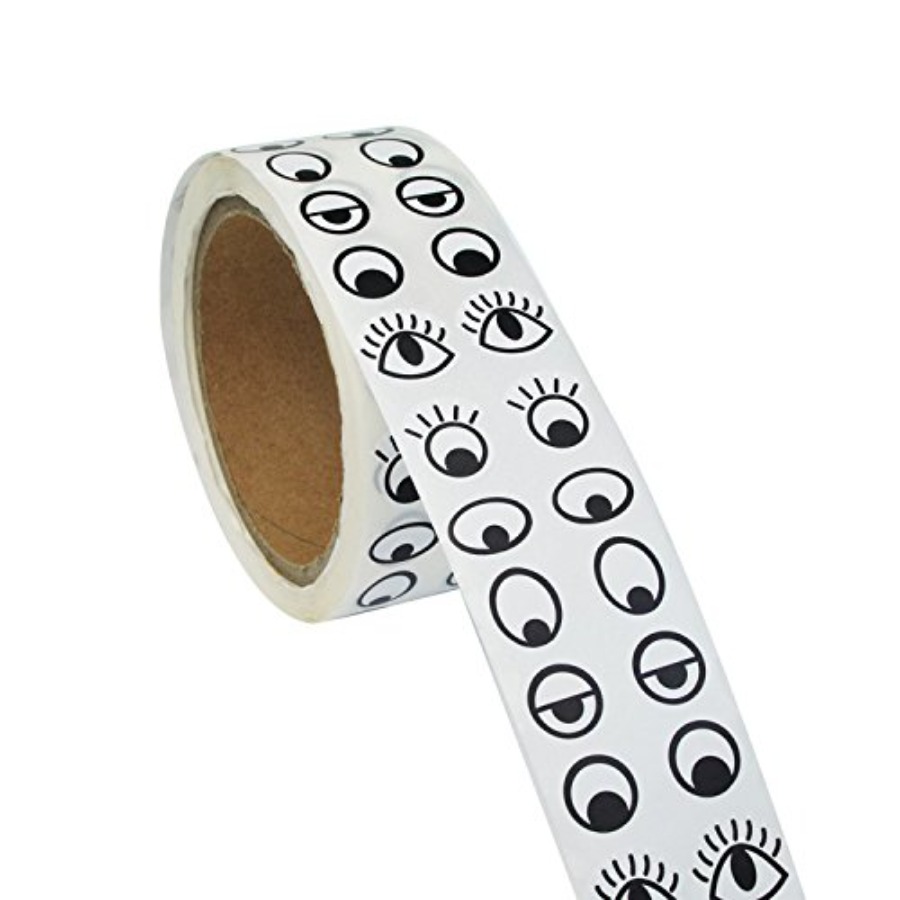 Sticker Label Roll - Black White Eye Stickers Labels for