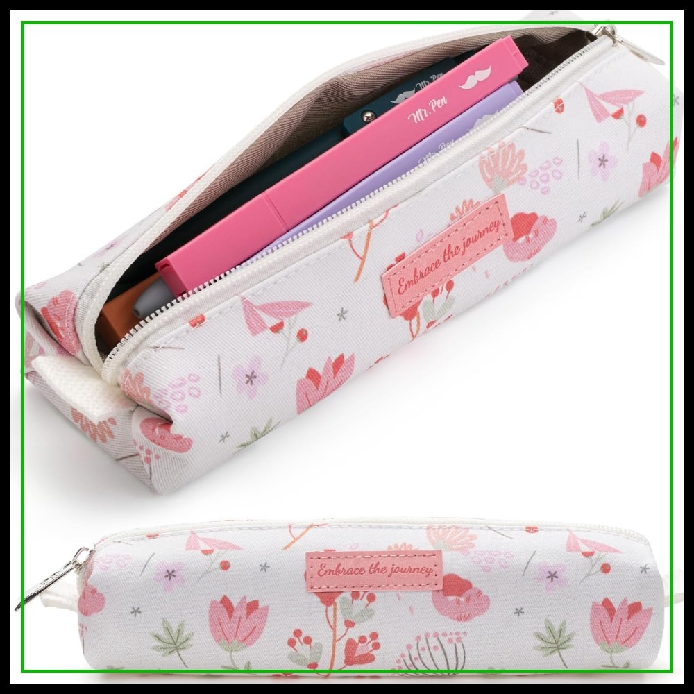 Ideal Stationery & Office Supply - Multipurpose Canvas Pencil Pouch, Smooth Zipper,