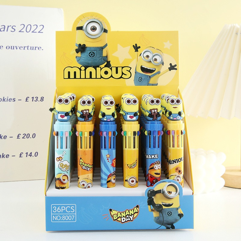 Stationery Supplier - 36pcs/set New Minions Anime10-Color Ballpoint Pen
