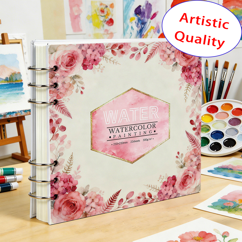 Art Sketchbook Ring - 210x210mm 300GSM Watercolor Sketchbook, 22 Sheets