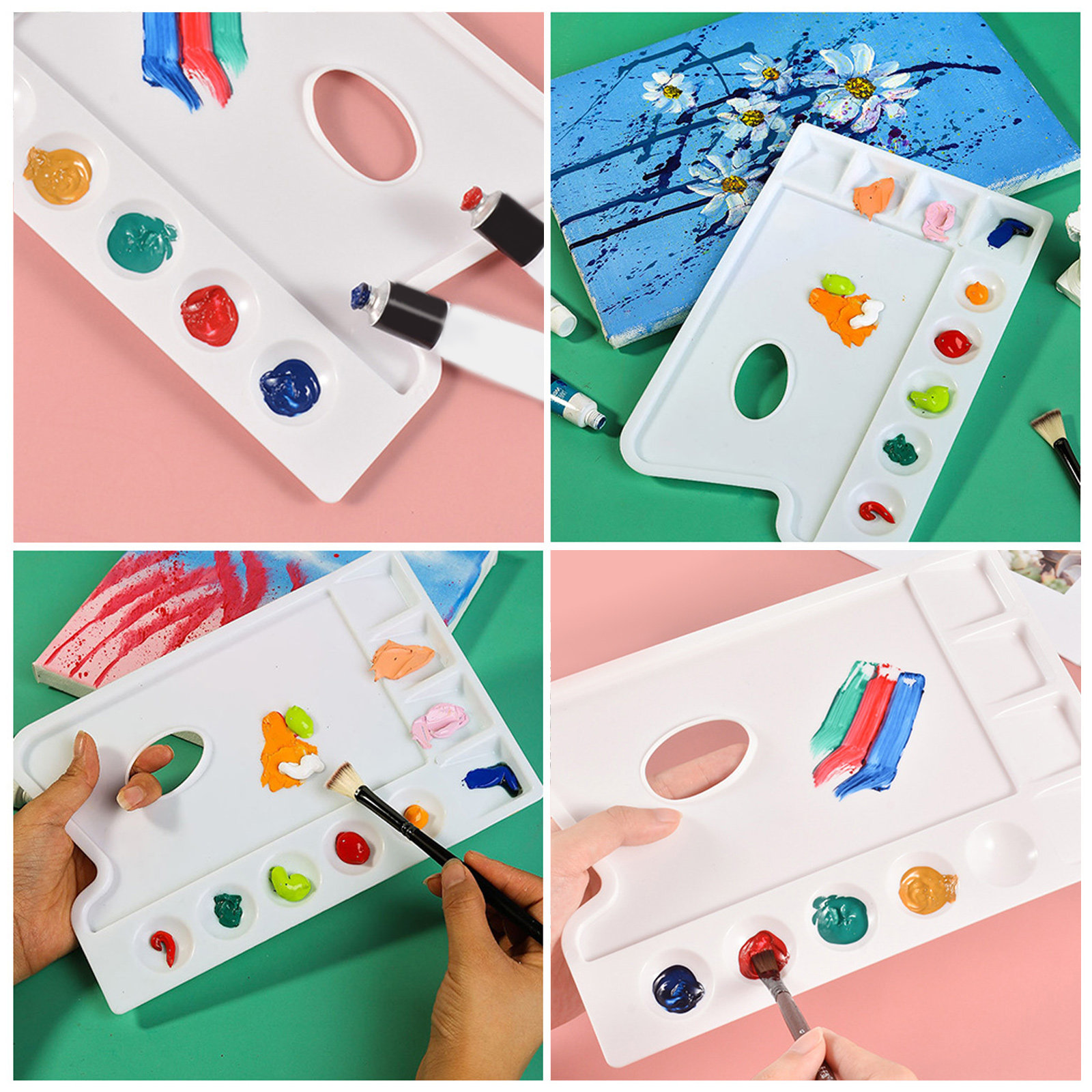 Ideal Stationery & Office Supply - 4Pcs Large Capacity Plastic Paint Trays
