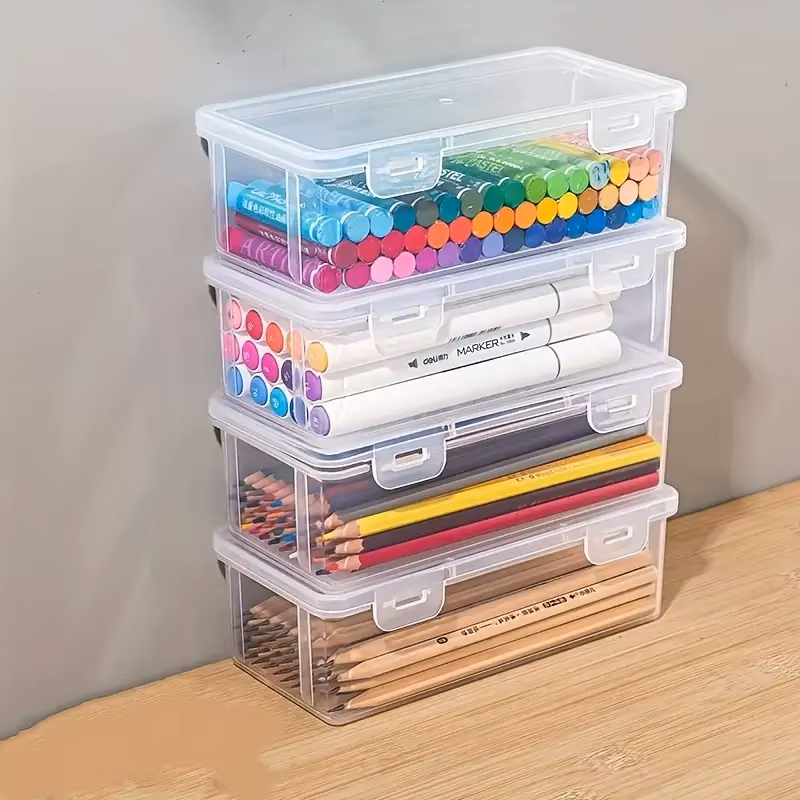 Stationery And Office Supply Stores - 4 large transparent PP storage boxes