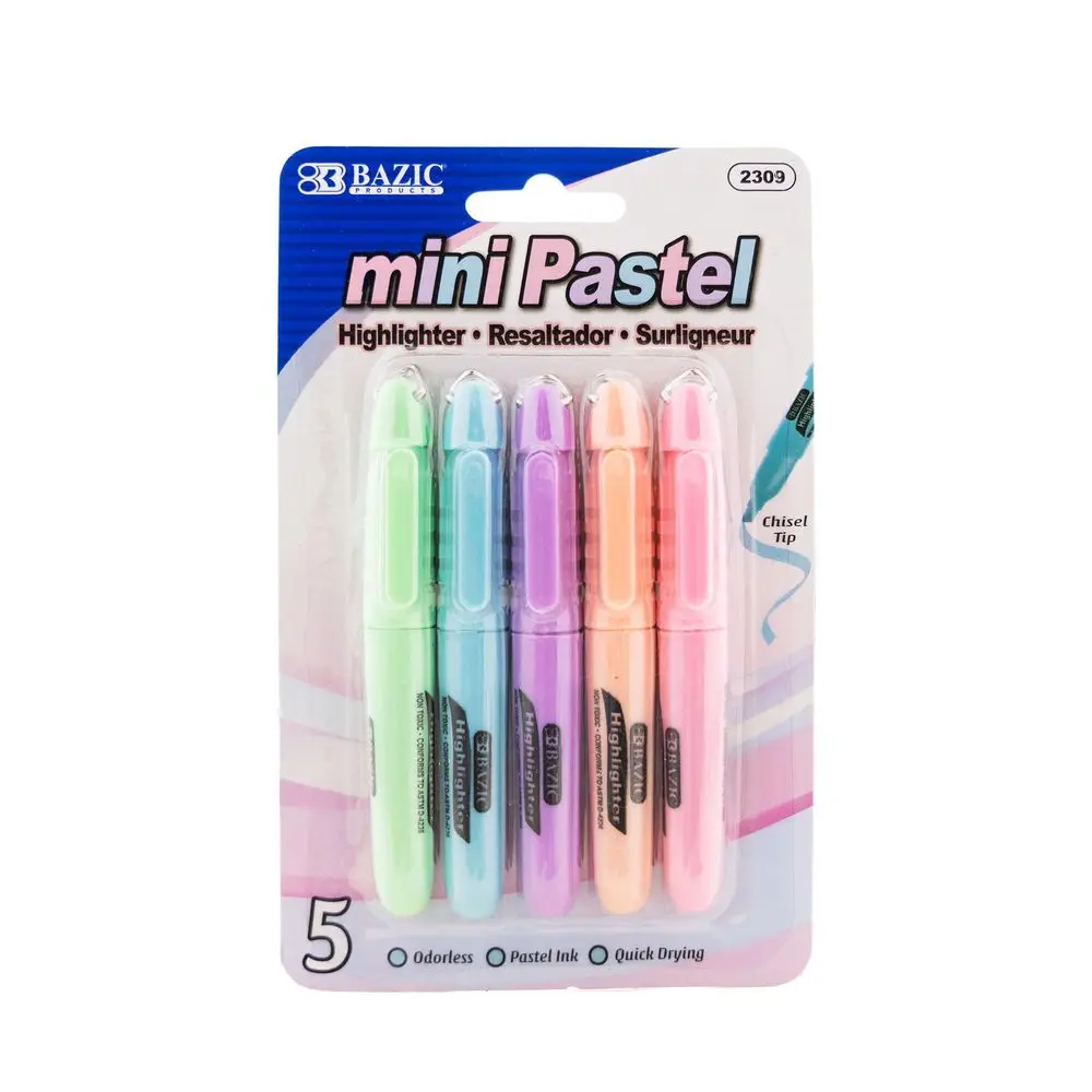 Highlighter Set Pastel - Mini Highlighter Pastel Color Assorted Chisel