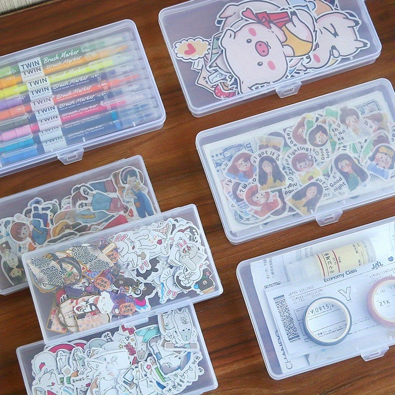 Ideal Stationery & Office Supply - Clear Plastic Storage Box-Portable Organizer for