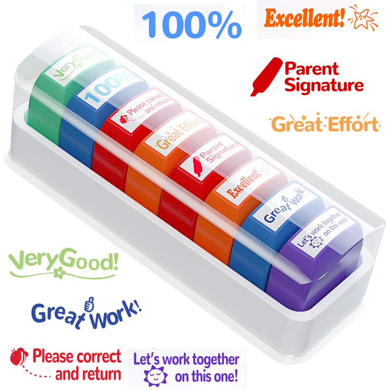 Self Inking Stamp - 8 Teacher stamps Classroom Teacher Fun