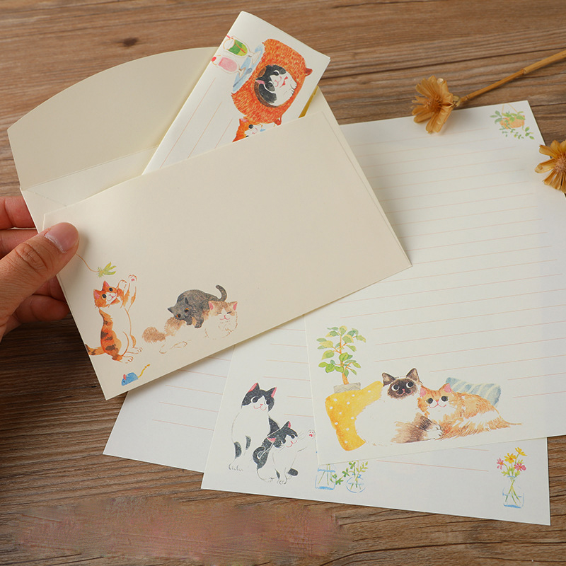 Letter Envelope Kraft - 10Pcs Cartoon Cat Envelopes Stationery Envelopes