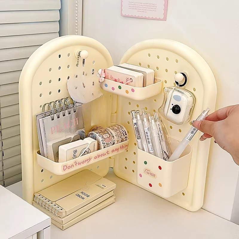 Ideal Stationery & Office Supply - Cute Foldable Corner Pegboard Desk Organizer