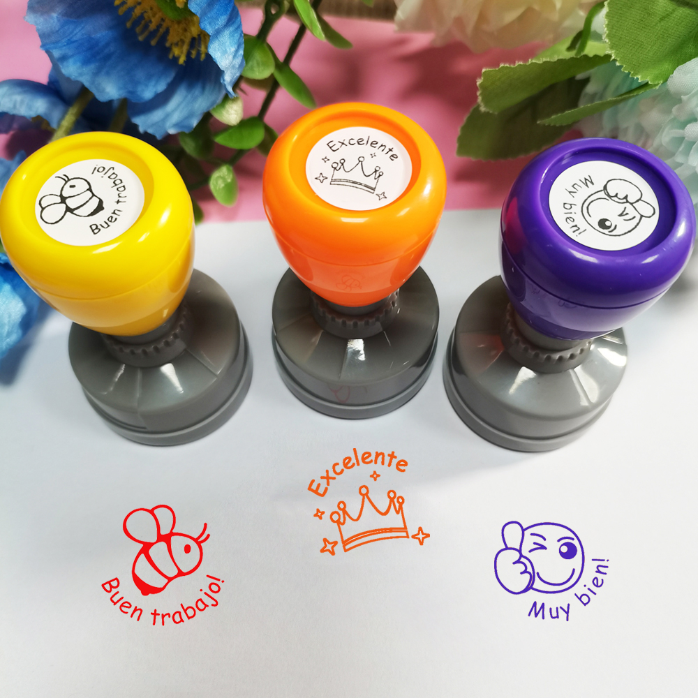 Self Inking Stamp - Color 3 pieces large Spanish encouragement