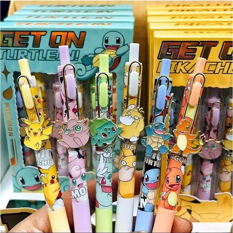 Office Supply Office Stationery Items - 6pcs Pokemon Patch Press Pen Set