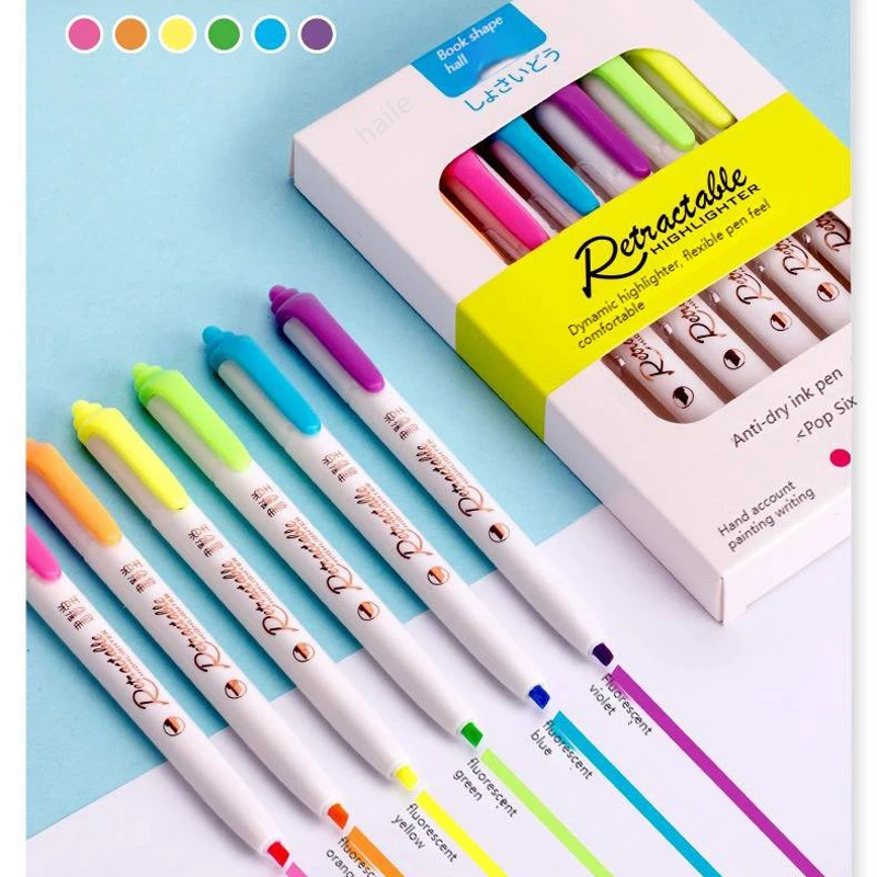 6Colors/set Morandi Retractabl – Highlighter Set Pastel Bewertung und Preis