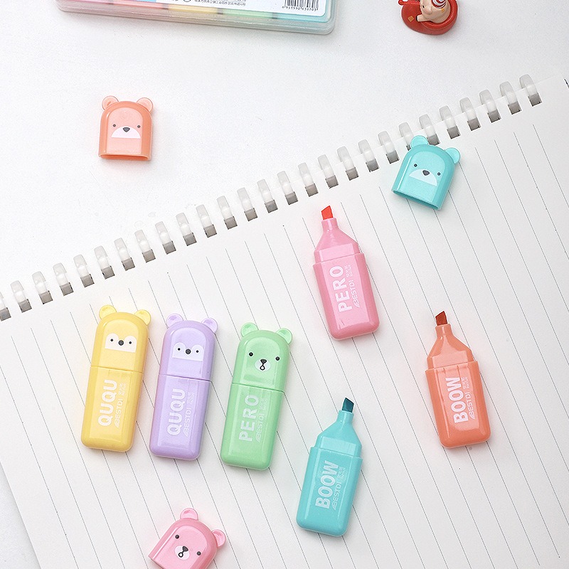 4/6/12 Pcs Kawaii Bear Highlig – Highlighter Set Pastel Bewertung und Preis