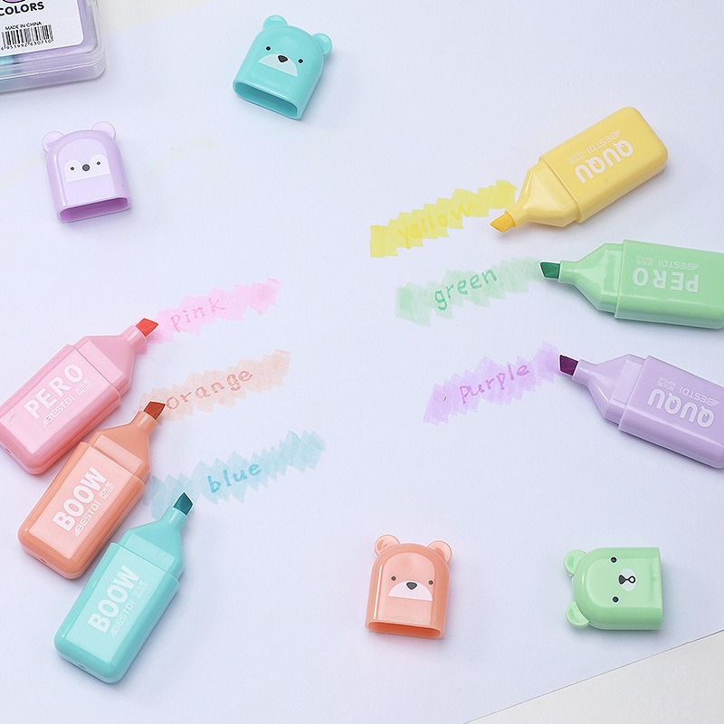 4/6/12 Pcs Kawaii Bear Highlig – Highlighter Set Pastel Bewertung und Preis