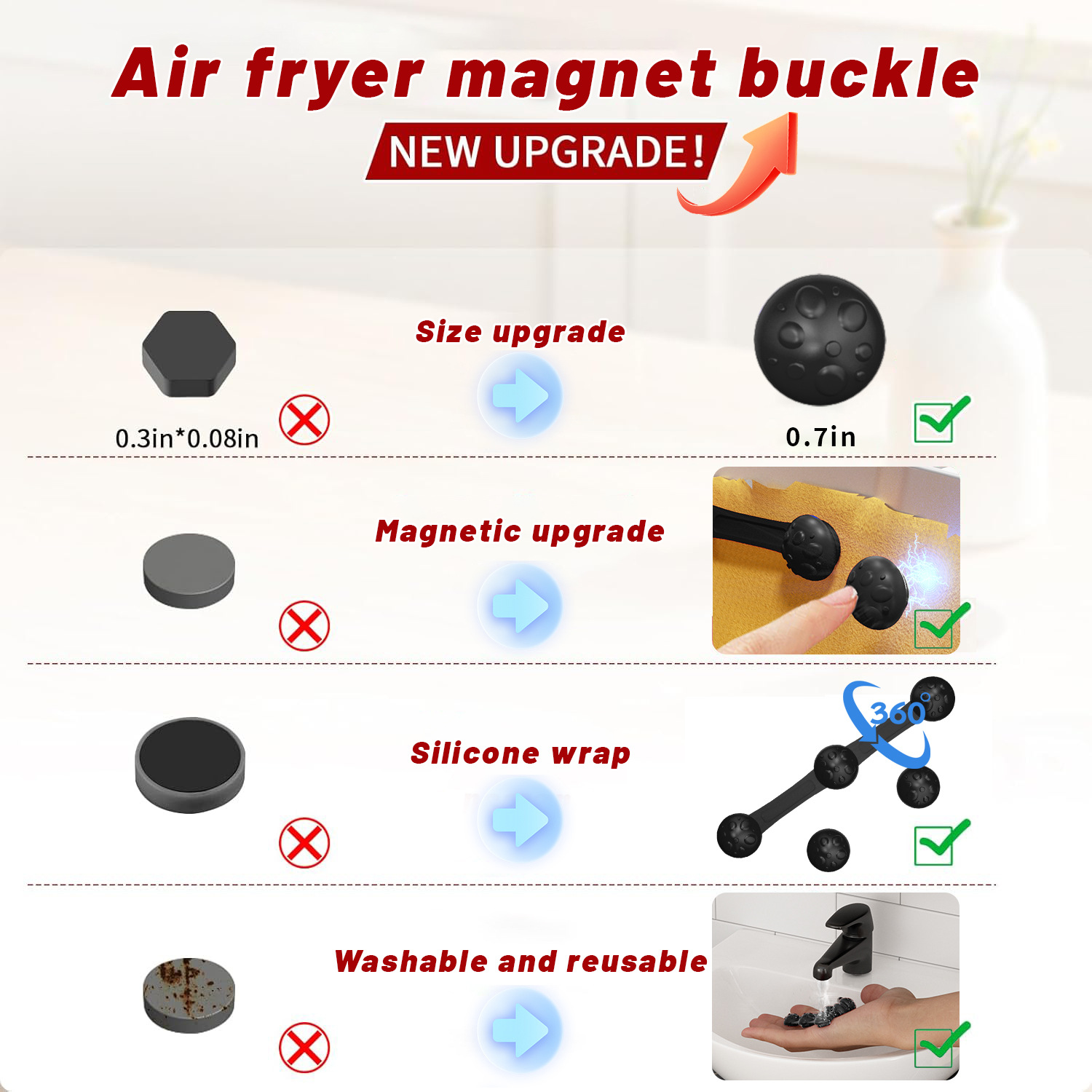 1/2sets Silicone Air Fryer Mag – Paperclip Magnetic Set Bewertung und Preis